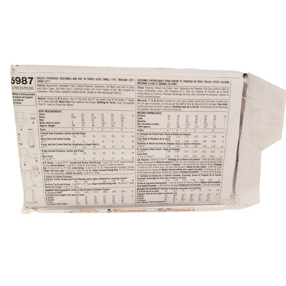 Simplicity Childrens Costumes Patriotic Statue of Liberty Kids Halloween UNCUT - Picture 2 of 4